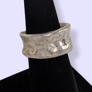 (2/$20) V. Chunky Distressed Silver Tone Ring